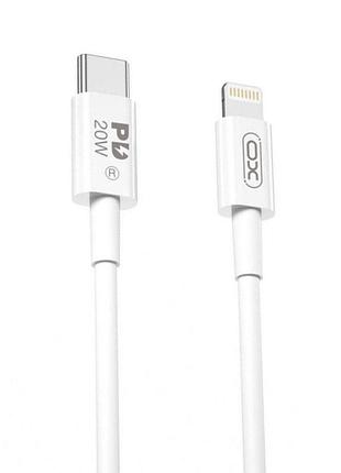 Дата-кабель usb xo nb-q189a pd 20w type-c - lightning white
