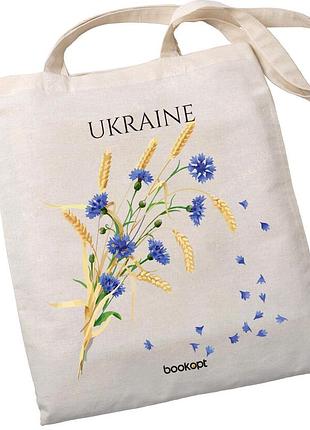 Эко-шоппер bookopt bk4020 ukraine (волошки и колоски) бежевый