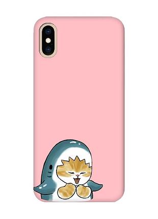 Матовий рожевий чохол на iphone xs max :: котик акула (принт 376)