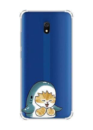 Чехол с утолщенными углами на xiaomi redmi 8a :: котёнок акула (принт 376)