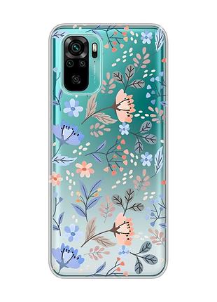 Прозрачный чехол на xiaomi redmi note 10 / note 10s :: цветочный фон (принт 371)