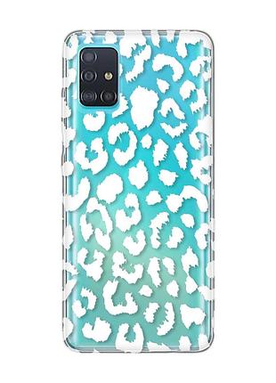 Прозорий чохол на samsung galaxy a51 :: леопардовий принт білий (принт 375)