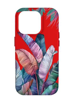Матовый красный чехол на apple iphone 14 pro max :: тропики (принт 372)