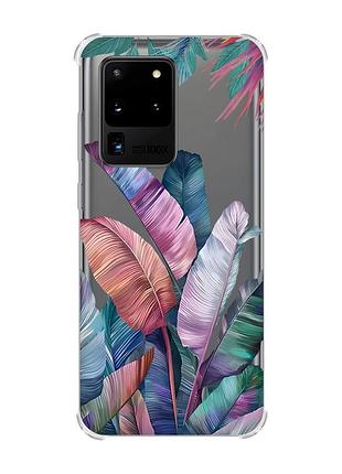 Чехол с утолщёнными углами для samsung galaxy s20 ultra :: тропики (принт 372)