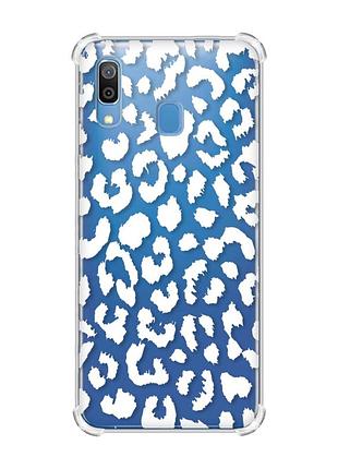 Чохол з потовщеними кутами на samsung galaxy a30 (2019) / a20 (2019) :: леопардовий принт білий (принт 375)