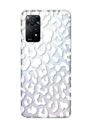Прозрачный чехол на xiaomi redmi note 11 pro :: леопардовый принт белый (принт 375)