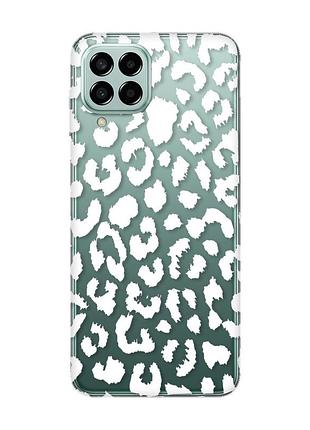 Прозрачный чехол на samsung galaxy m33 5g :: леопардовый принт белый (принт 375)