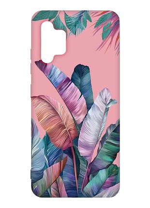 Матовый розовый чехол на samsung galaxy a32 :: тропики (принт 372)