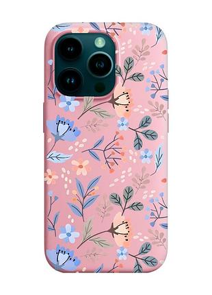 Матовый розовый чехол на apple iphone 14 pro :: цветочный фон (принт 371)