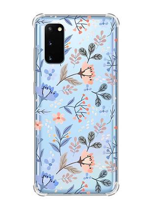 Чехол с утолщёнными углами для samsung galaxy s20 plus :: цветочный фон (принт 371)