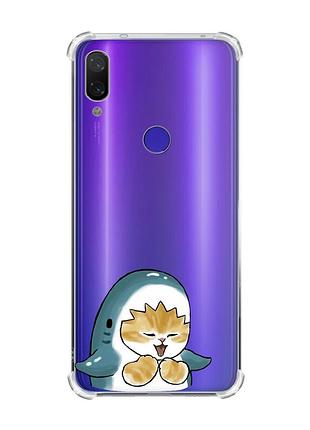 Чехол с утолщёнными углами для xiaomi redmi note 7/note 7 pro :: котёнок акула (принт 376)