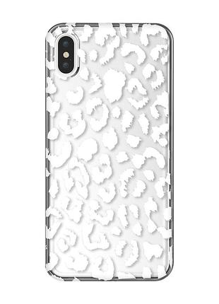 Прозорий чохол на iphone xs max :: леопардовий принт білий (принт 375)