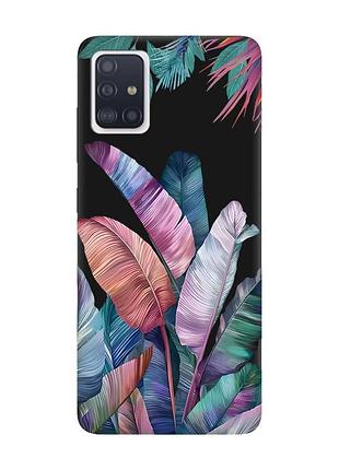 Матовий чорний чохол на samsung galaxy a51 :: тропіки (принт 372)