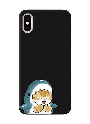 Матовый черный чехол на iphone xs max :: котёнок акула (принт 376)