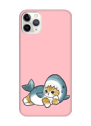 Матовий рожевий чохол на iphone 11 pro (5.8) :: котик акула (принт 355)