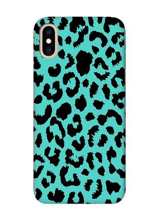 Матовий бірюзовий чохол на iphone xs max :: леопардовий принт (принт 374)