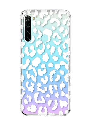 Прозорий чохол на xiaomi redmi note 8 :: леопардовий принт білий (принт 375)