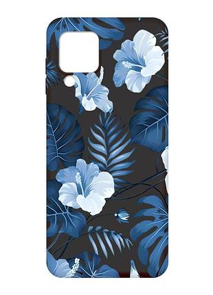 Матовый черный чехол на samsung galaxy m32 / a22 / m22 4g тропики (принт 373)