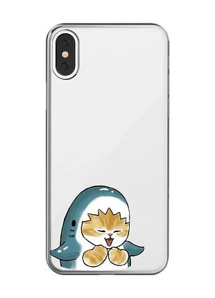 Прозрачный чехол на iphone x / xs :: котёнок акула (принт 376)