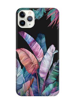 Матовый черный чехол на iphone 11 pro (5.8) :: тропики (принт 372)