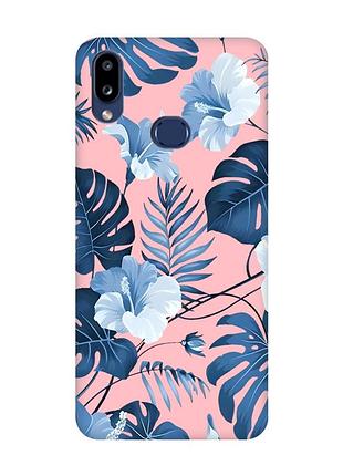 Матовый розовый чехол на samsung galaxy a10s (a107) :: тропики (принт 373)