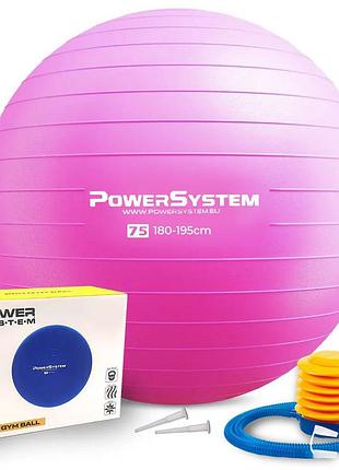 М'яч для фітнесу (фітбол) power system ps-4013 ø75 cm pro gymball pink