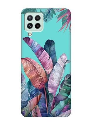 Матовий бірюзовий чохол на samsung galaxy m32/m22/a22 4g :: тропіки (принт 372)