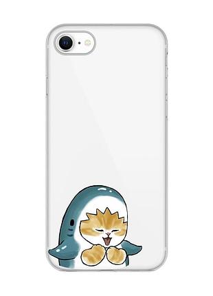 Прозрачный чехол для iphone 7, 8 :: котёнок акула (принт 376)