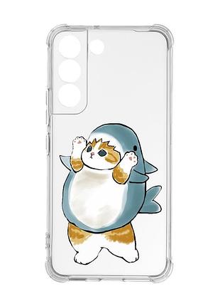 Чохол із потовщеними кутами на samsung galaxy s22 :: котик акула (принт 379)