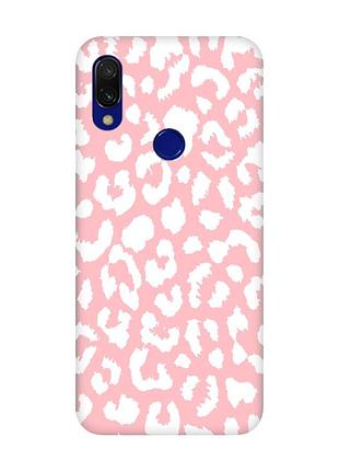 Матовый розовый чехол на xiaomi redmi 7 :: леопардовый принт белый (принт 375)