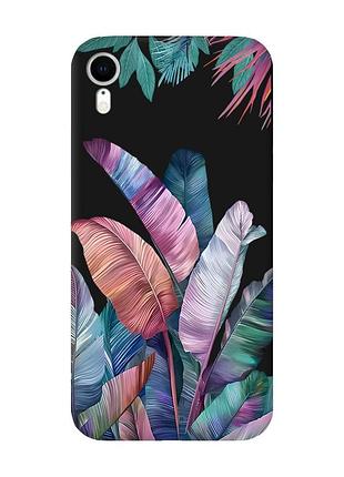 Матовый черный чехол на apple iphone xr :: тропики (принт 372)
