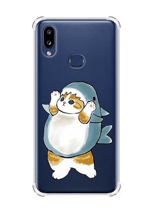 Чохол з потовщеними кутами на samsung galaxy a10s (a107) :: котик акула (принт 379)