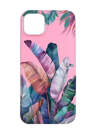 Матовый розовый чехол на apple iphone 14 plus :: тропики (принт 372)