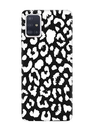 Матовий чорний чохол на samsung galaxy a51 :: леопардовий принт білий (принт 375)
