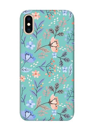 Матовий бірюзовий чохол на iphone xs max :: квітковий фон (принт 371)