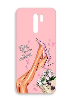 Матовый розовый чехол на xiaomi redmi 9 :: ножки (принт 62)
