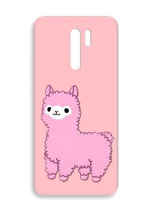 Матовый розовый чехол на xiaomi redmi 9 :: лама розовая (принт 100)