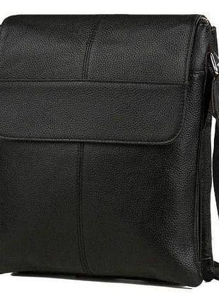 Мужская кожаная сумка, мессенджер tiding bag черная