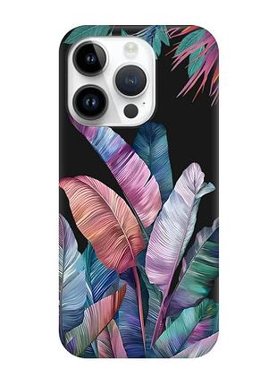 Матовий чорний чохол на apple iphone 14 pro :: тропіки (принт 372)