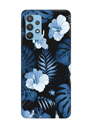 Матовый черный чехол на samsung galaxy a32 тропики (принт 373)