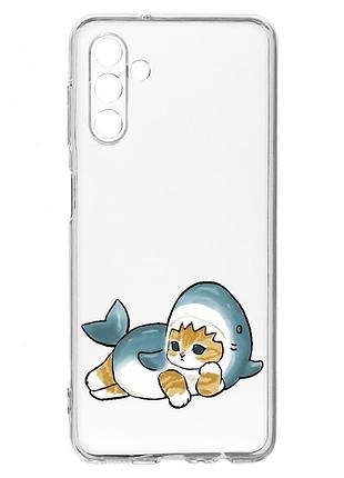 Прозрачный чехол на samsung a04s/a13 5g :: котенок акула (принт 355)