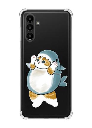 Чехол с утолщёнными углами для samsung galaxy a04s/a13 5g :: котенок акула (принт 379)