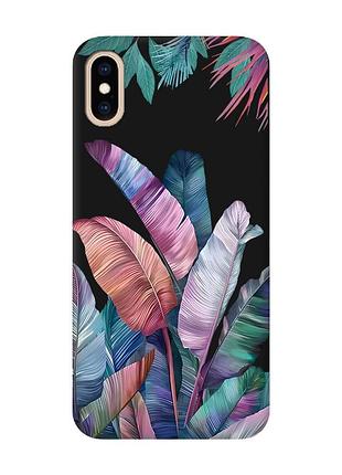 Матовый черный чехол на iphone xs max :: тропики (принт 372)