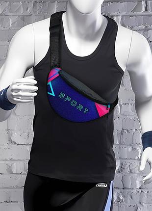 Сумка-бананка мужская/женская sport 32×16 см с расширителем поясная сумка или сумка через плечо (02880)