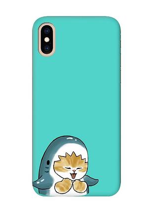Матовий бірюзовий чохол на iphone xs max :: котик акула (принт 376)