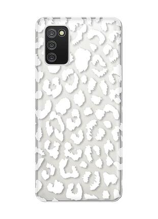 Прозорий чохол для samsung galaxy a02s :: леопардовий принт білий (принт 375)