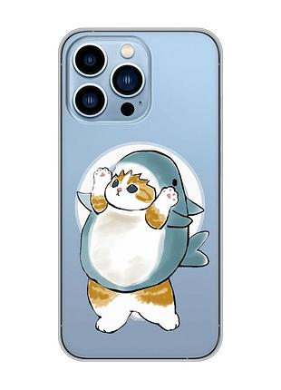 Магнитный чехол на iphone 13 pro max с поддержкой magsafe :: котенок акула (принт 379)