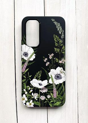 Матовий чохол на samsung galaxy a54 5g (a546) чорний :: квіти польові (принт 363)