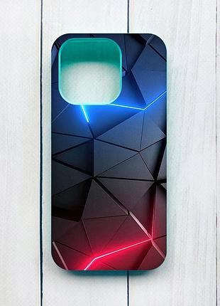 Матовый чехол с бирюзовыми боками на iphone 15 pro :: рельефный фон (принт 36)