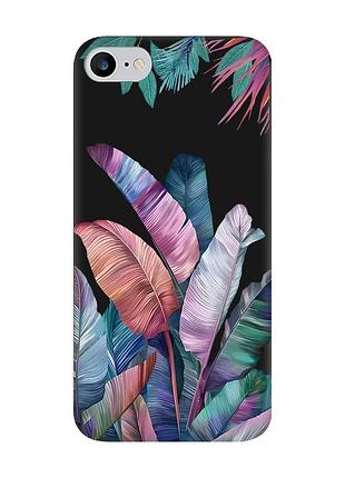 Матовый черный чехол на iphone 7 / 8 :: тропики (принт 372)